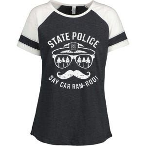 Copstache Car Ramrod Funny Cop Humor Enza Ladies Jersey Colorblock Tee