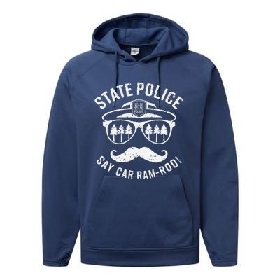 Copstache Car Ramrod Funny Cop Humor Performance Fleece Hoodie