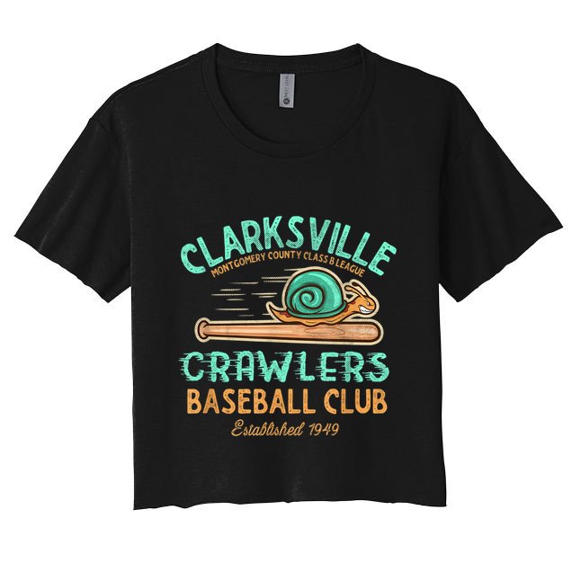 Clarksville Crawlers Retro Minor League Baseball Team Crop Top