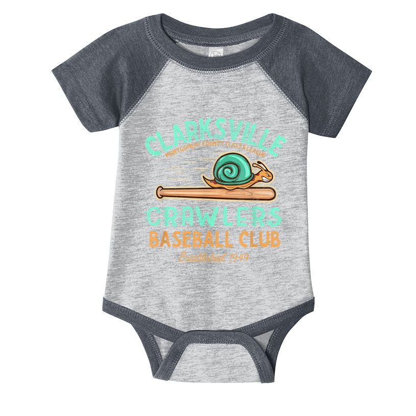 Clarksville Crawlers Retro Minor League Baseball Team Infant Baby Jersey Bodysuit