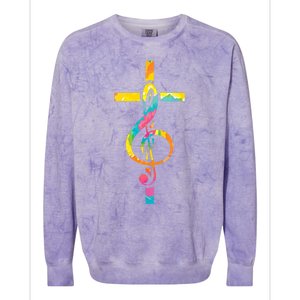 Christian Cross | Religious Musician | Music Clef Note Premium Colorblast Crewneck Sweatshirt