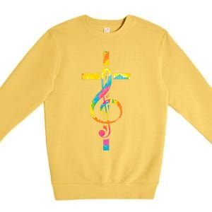 Christian Cross | Religious Musician | Music Clef Note Premium Premium Crewneck Sweatshirt