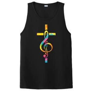 Christian Cross | Religious Musician | Music Clef Note Premium PosiCharge Competitor Tank