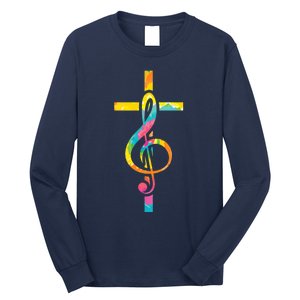 Christian Cross | Religious Musician | Music Clef Note Premium Long Sleeve Shirt