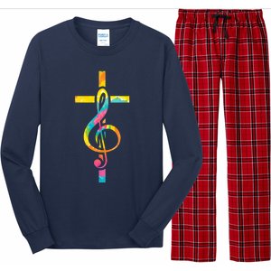 Christian Cross | Religious Musician | Music Clef Note Premium Long Sleeve Pajama Set