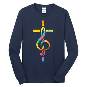 Christian Cross | Religious Musician | Music Clef Note Premium Tall Long Sleeve T-Shirt