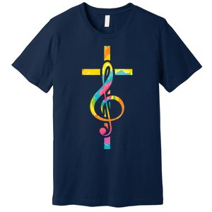 Christian Cross | Religious Musician | Music Clef Note Premium Premium T-Shirt