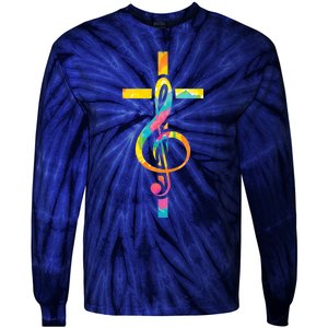 Christian Cross | Religious Musician | Music Clef Note Premium Tie-Dye Long Sleeve Shirt