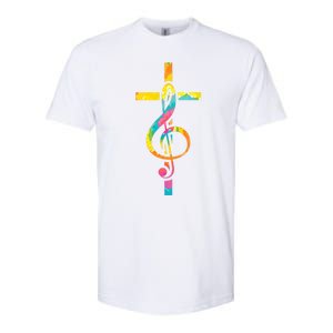 Christian Cross | Religious Musician | Music Clef Note Premium Softstyle CVC T-Shirt