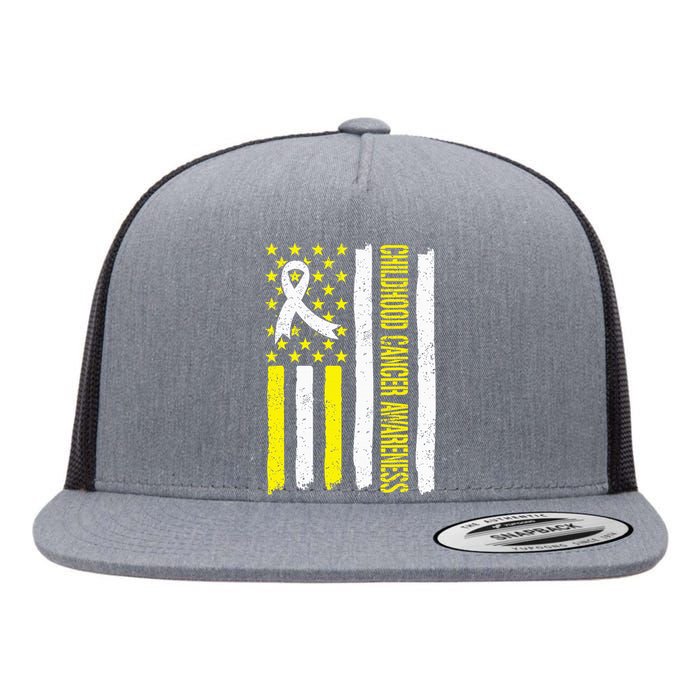 Childhood Cancer Ribbon Flag Childrens Cancer Warriors Flat Bill Trucker Hat