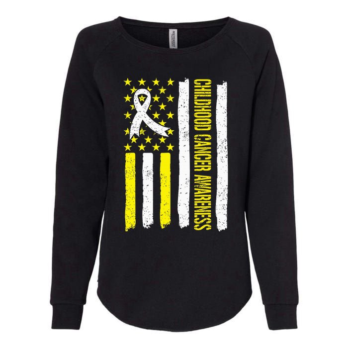 Childhood Cancer Ribbon Flag Childrens Cancer Warriors Womens California Wash Sweatshirt