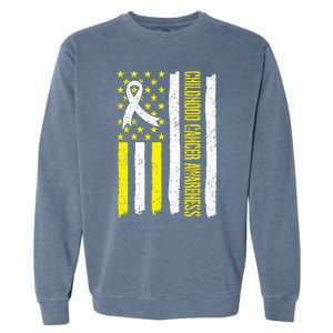 Childhood Cancer Ribbon Flag Childrens Cancer Warriors Garment-Dyed Sweatshirt