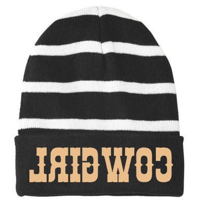 Country Cowgirl Reverse Cowgirl Striped Beanie with Solid Band