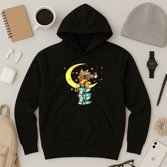 Cats Coffee Reading Kat Books Read Stubenter Kitten Hoodie