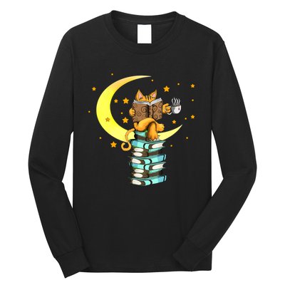 Cats Coffee Reading Kat Books Read Stubenter Kitten Long Sleeve Shirt