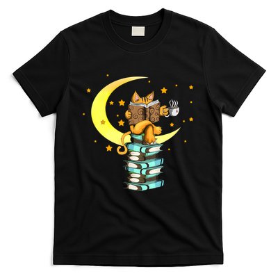 Cats Coffee Reading Kat Books Read Stubenter Kitten T-Shirt