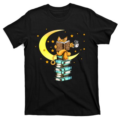 Cats Coffee Reading Kat Books Read Stubenter Kitten T-Shirt