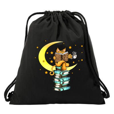Cats Coffee Reading Kat Books Read Stubenter Kitten Drawstring Bag