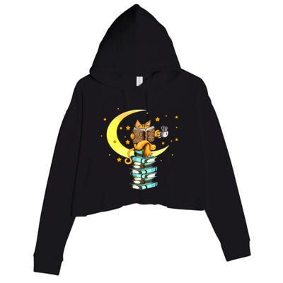Cats Coffee Reading Kat Books Read Stubenter Kitten Crop Fleece Hoodie