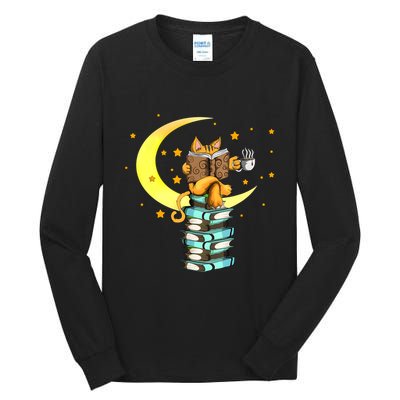 Cats Coffee Reading Kat Books Read Stubenter Kitten Tall Long Sleeve T-Shirt
