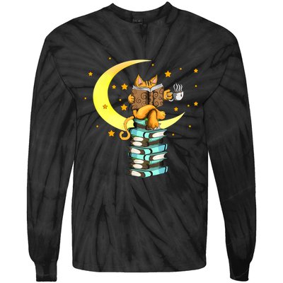 Cats Coffee Reading Kat Books Read Stubenter Kitten Tie-Dye Long Sleeve Shirt
