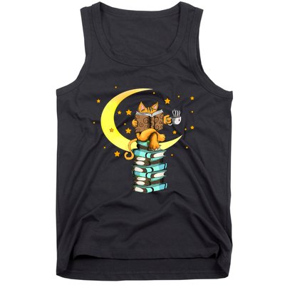 Cats Coffee Reading Kat Books Read Stubenter Kitten Tank Top