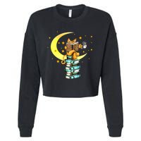 Cats Coffee Reading Kat Books Read Stubenter Kitten Cropped Pullover Crew