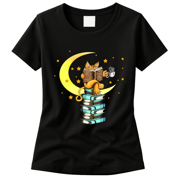 Cats Coffee Reading Kat Books Read Stubenter Kitten Womens T-Shirt