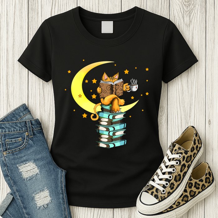Cats Coffee Reading Kat Books Read Stubenter Kitten Womens T-Shirt