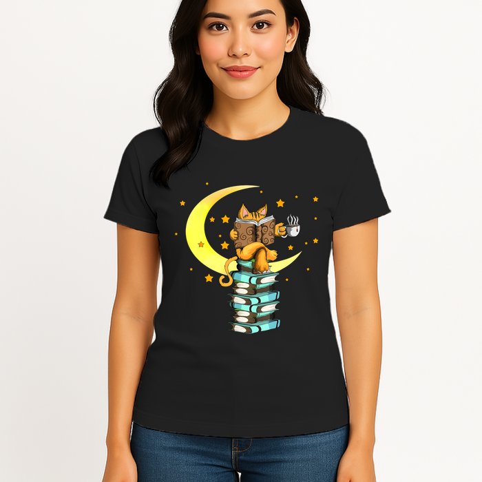 Cats Coffee Reading Kat Books Read Stubenter Kitten Womens T-Shirt
