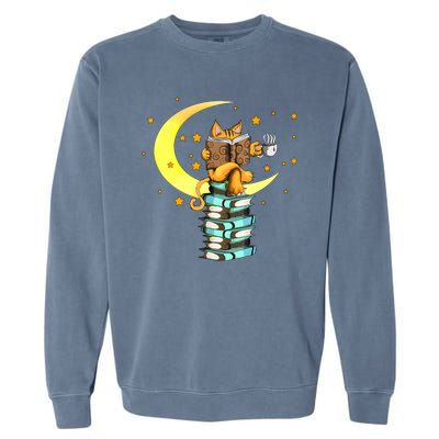 Cats Coffee Reading Kat Books Read Stubenter Kitten Garment-Dyed Sweatshirt