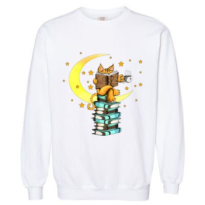 Cats Coffee Reading Kat Books Read Stubenter Kitten Garment-Dyed Sweatshirt