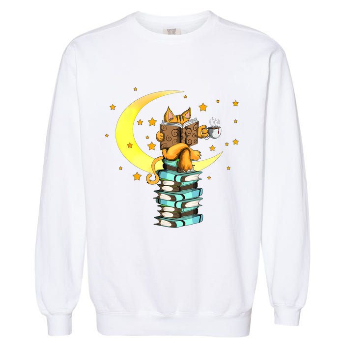 Cats Coffee Reading Kat Books Read Stubenter Kitten Garment-Dyed Sweatshirt
