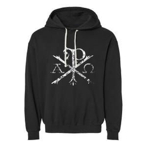 Christian Chi Rho Labarum Christogram Cross Faith Garment-Dyed Fleece Hoodie