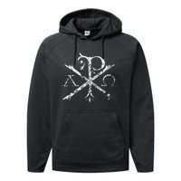 Christian Chi Rho Labarum Christogram Cross Faith Performance Fleece Hoodie