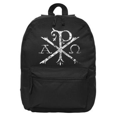 Christian Chi Rho Labarum Christogram Cross Faith 16 in Basic Backpack