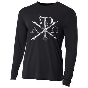 Christian Chi Rho Labarum Christogram Cross Faith Cooling Performance Long Sleeve Crew