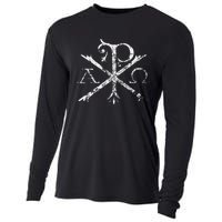 Christian Chi Rho Labarum Christogram Cross Faith Cooling Performance Long Sleeve Crew