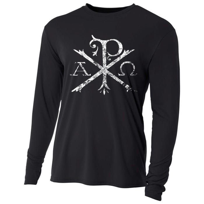 Christian Chi Rho Labarum Christogram Cross Faith Cooling Performance Long Sleeve Crew