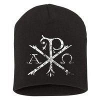 Christian Chi Rho Labarum Christogram Cross Faith Short Acrylic Beanie