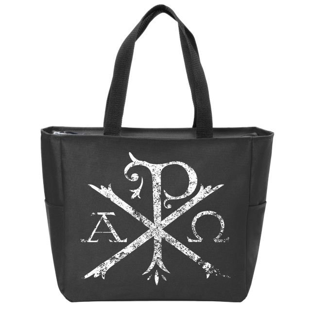Christian Chi Rho Labarum Christogram Cross Faith Zip Tote Bag