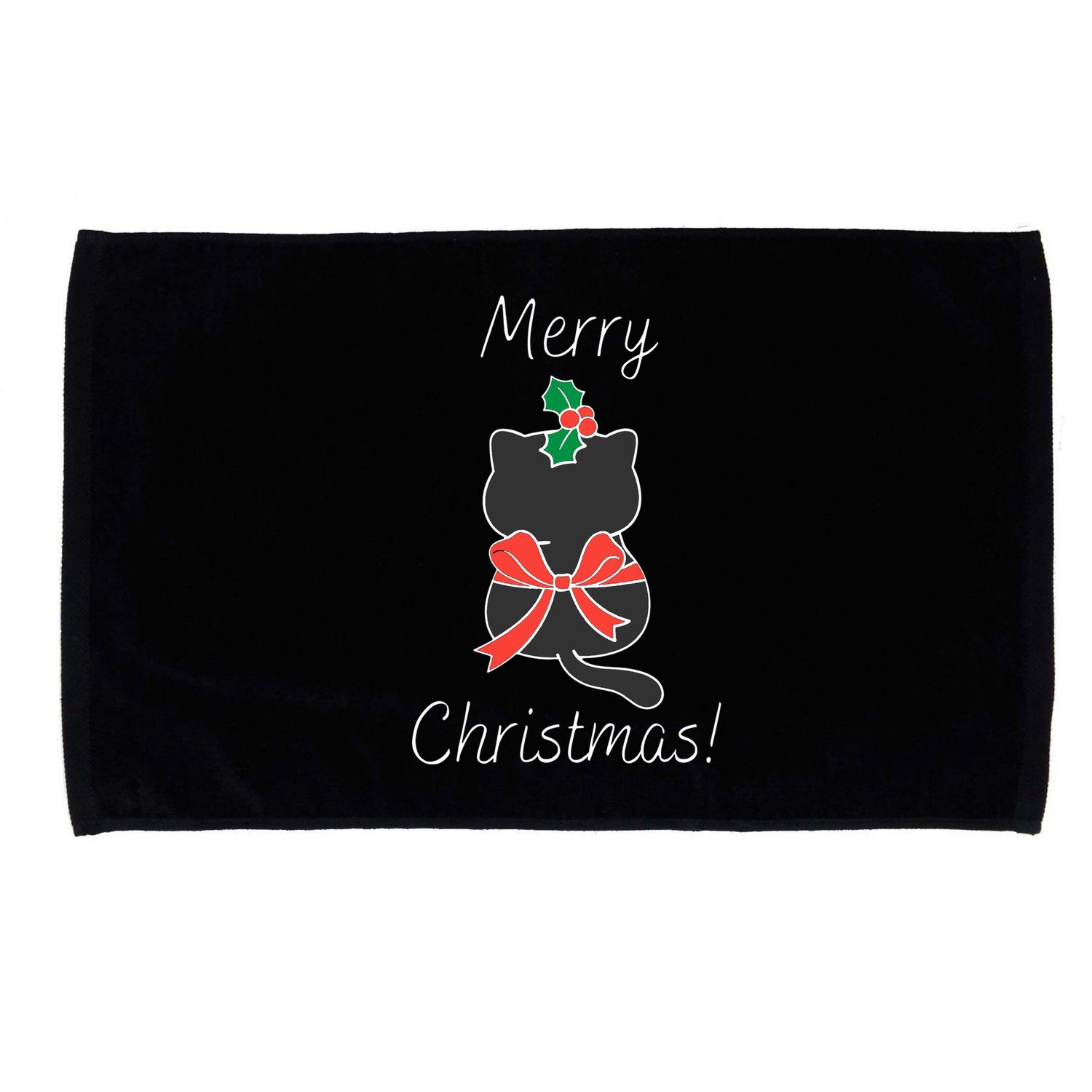 Christmas Cat Rapped Present Bow Microfiber Hand Towel