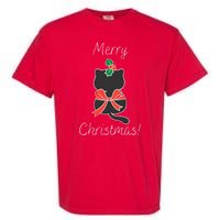 Christmas Cat Rapped Present Bow Garment-Dyed Heavyweight T-Shirt