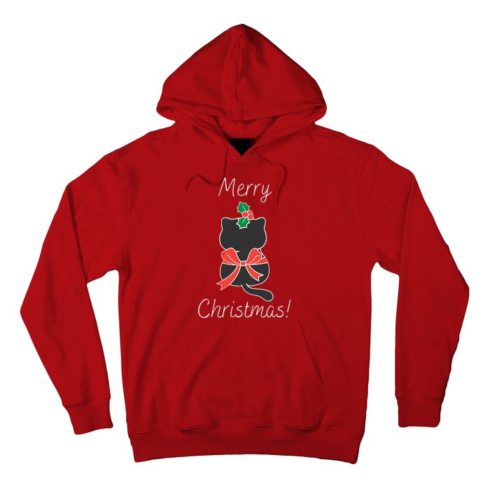 Christmas Cat Rapped Present Bow Hoodie