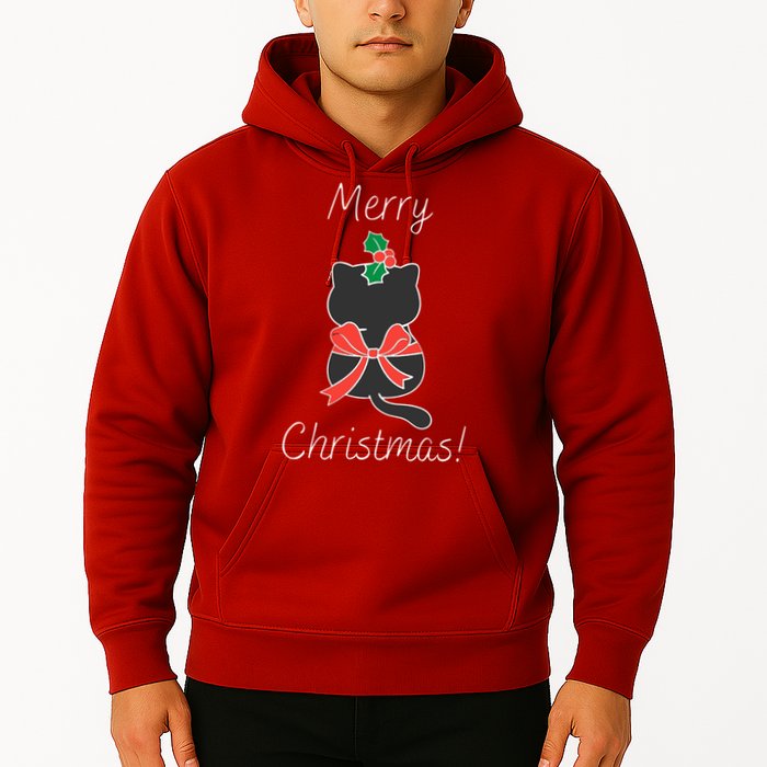 Christmas Cat Rapped Present Bow Hoodie