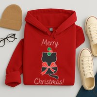 Christmas Cat Rapped Present Bow Hoodie