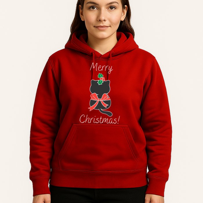 Christmas Cat Rapped Present Bow Hoodie