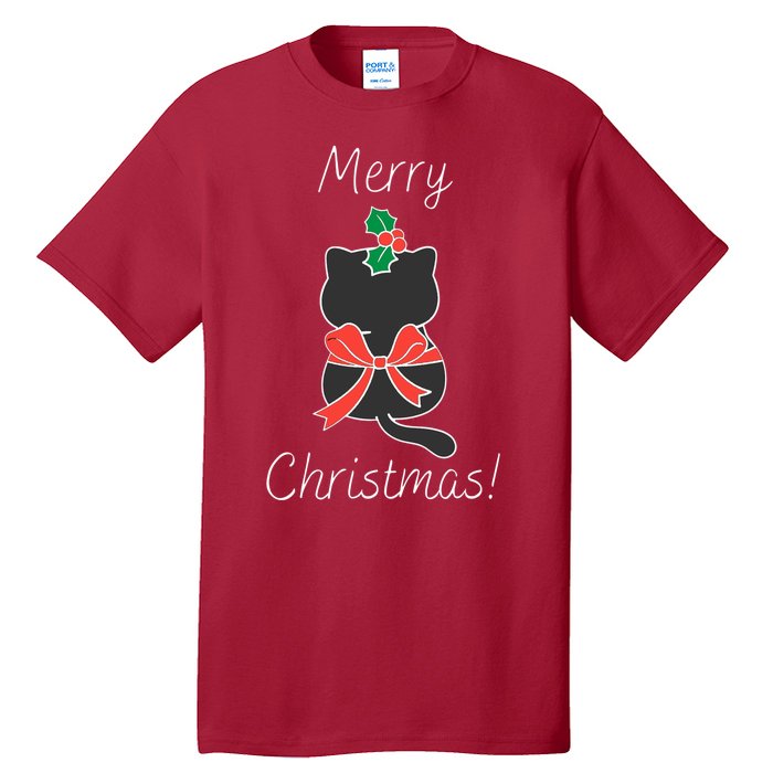 Christmas Cat Rapped Present Bow Tall T-Shirt