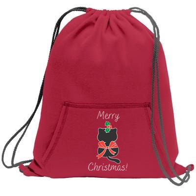 Christmas Cat Rapped Present Bow Sweatshirt Cinch Pack Bag