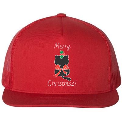 Christmas Cat Rapped Present Bow Flatbill Hat
